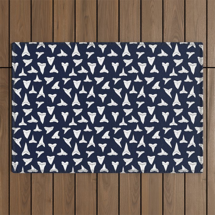 SHARK TEETH PATTERN-navy blue Outdoor Rug Gallery Image 1