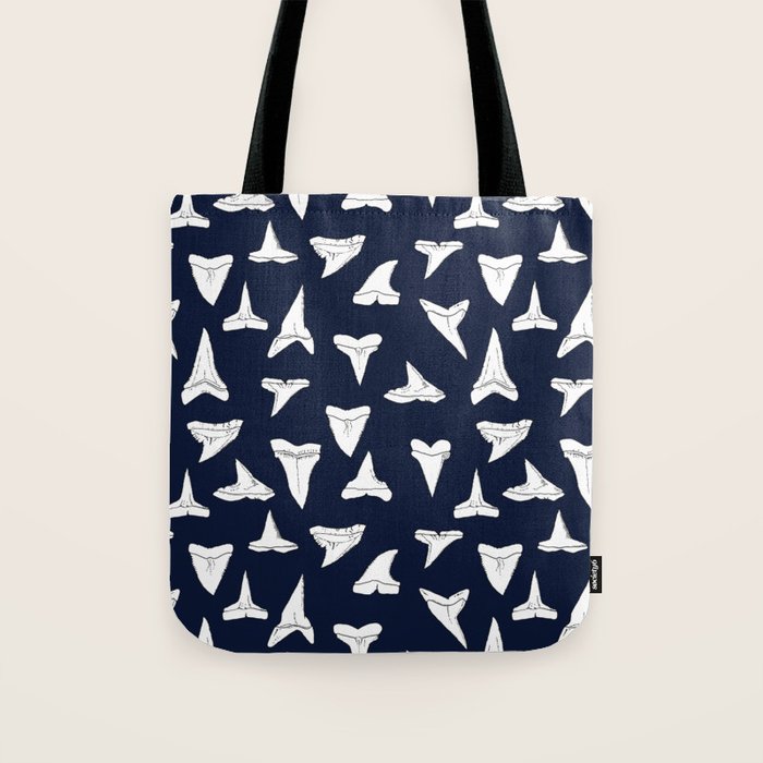 SHARK TEETH PATTERN-navy blue Tote Bag Gallery Image 1