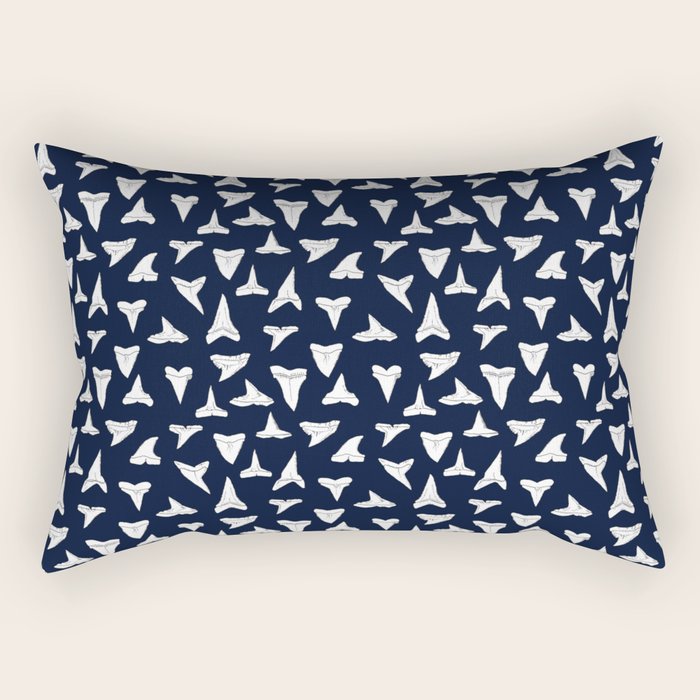 SHARK TEETH PATTERN-navy blue Rectangular Pillow Gallery Image 2