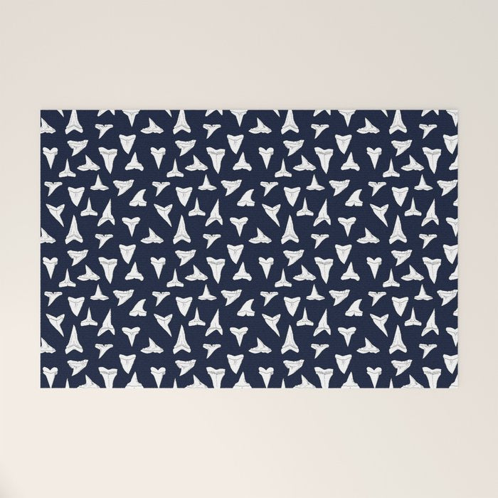 SHARK TEETH PATTERN-navy blue Welcome Mat Gallery Image 1