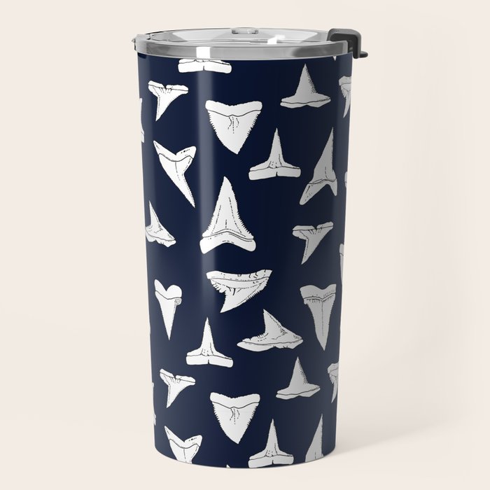 SHARK TEETH PATTERN-navy blue Travel Mug Gallery Image 2