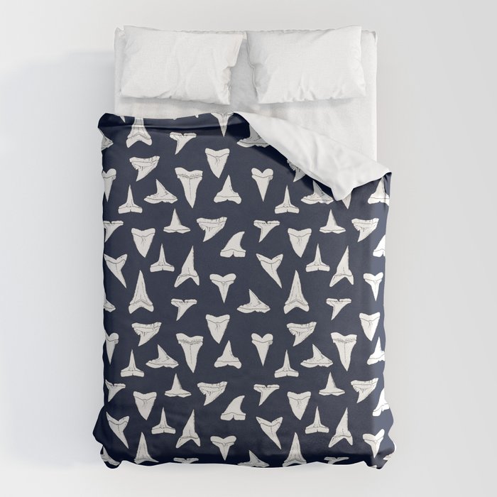 SHARK TEETH PATTERN-navy blue Duvet Cover Gallery Image 1