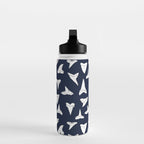 SHARK TEETH PATTERN-navy blue Water Bottle Gallery Image 3