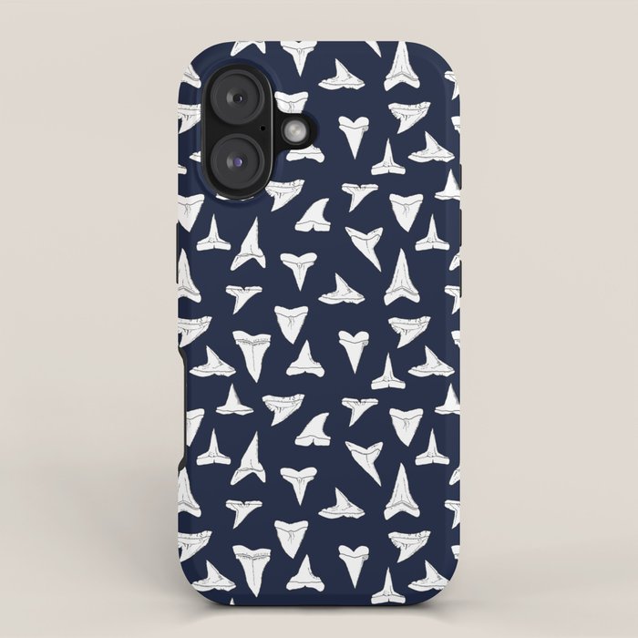 SHARK TEETH PATTERN-navy blue iPhone Case Gallery Image 1