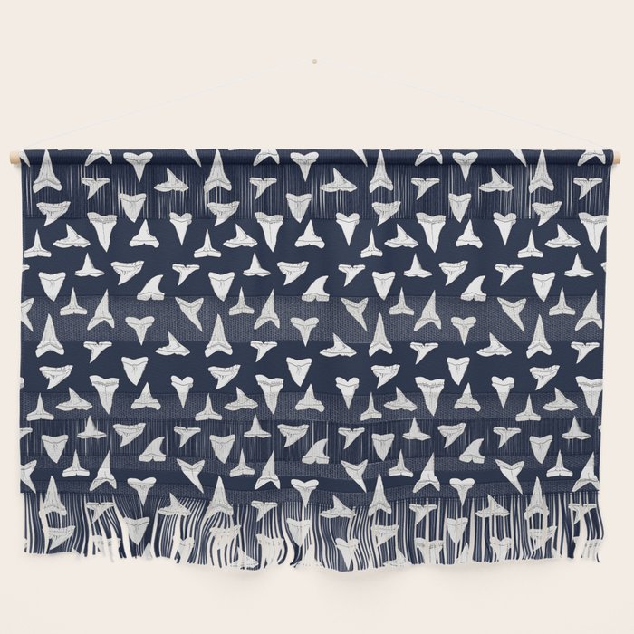 SHARK TEETH PATTERN-navy blue Wall Hanging Gallery Image 1