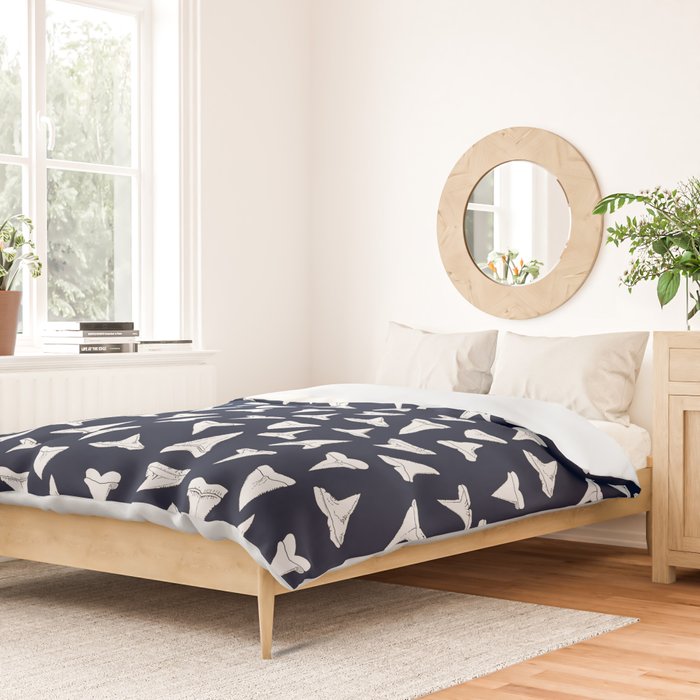 SHARK TEETH PATTERN-navy blue Duvet Cover Gallery Image 2