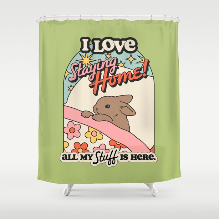 BUNNY STAYS HOME Shower Curtain Gallery Image 1
