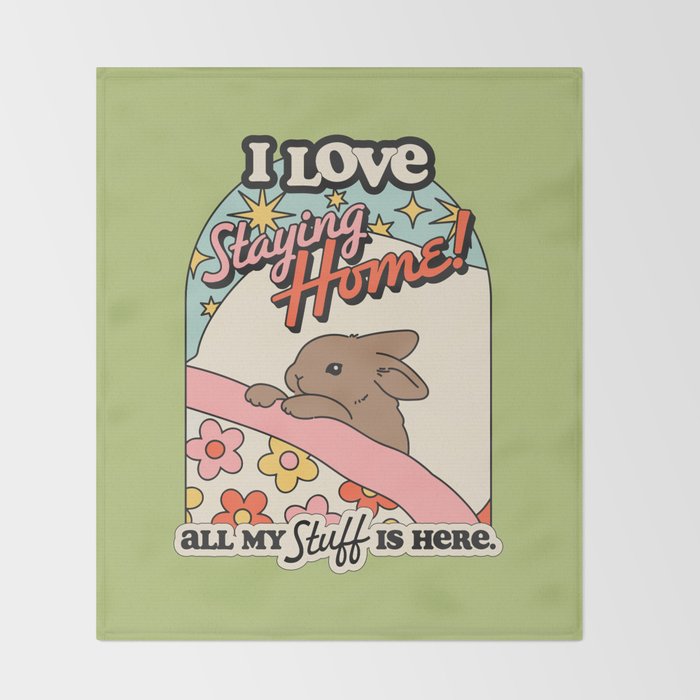 BUNNY STAYS HOME Throw Blanket Gallery Image 2
