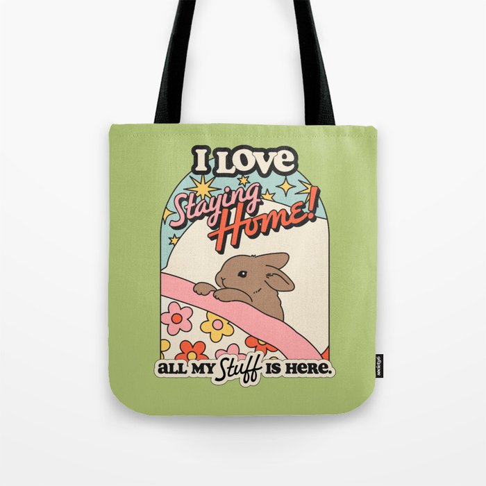 BUNNY STAYS HOME Tote Bag Gallery Image 1