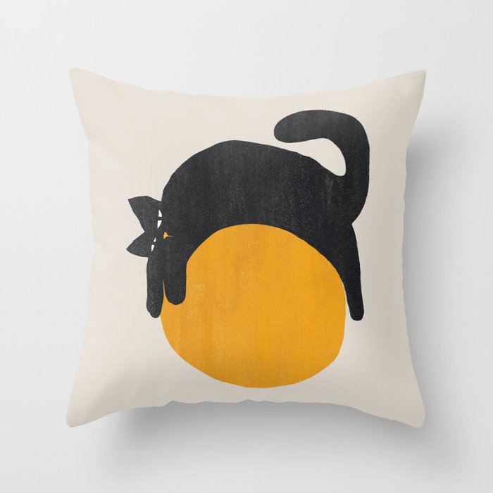 Cat with ball Throw Pillow Gallery Image 6