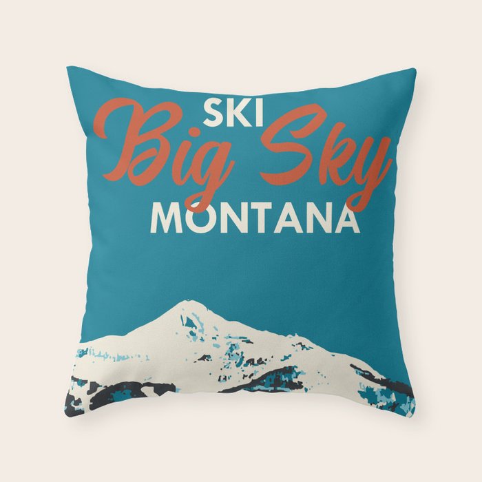 Ski Big Sky Montana Vintage Poster Throw Pillow Gallery Image 6