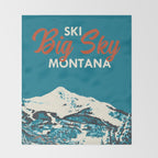 Ski Big Sky Montana Vintage Poster Throw Blanket Gallery Image 2