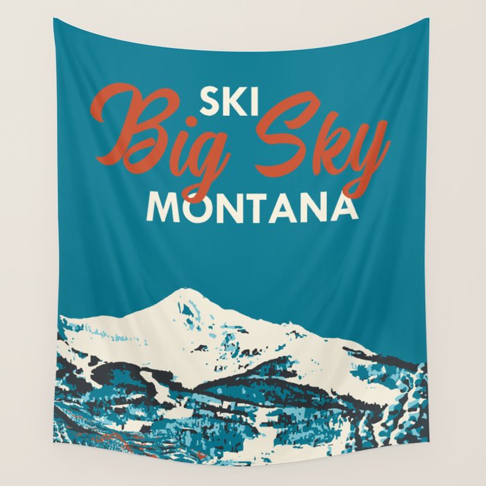 Ski Big Sky Montana Vintage Poster Wall Tapestry Gallery Image 1