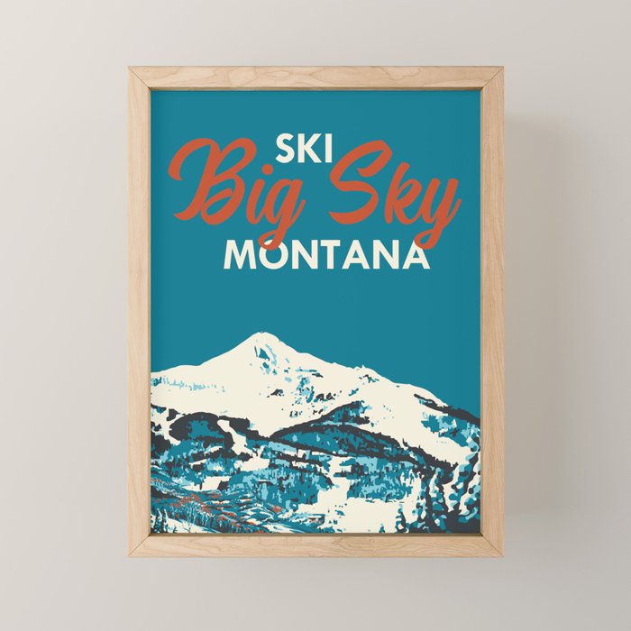 Ski Big Sky Montana Vintage Poster Mini Art Print Gallery Image 1