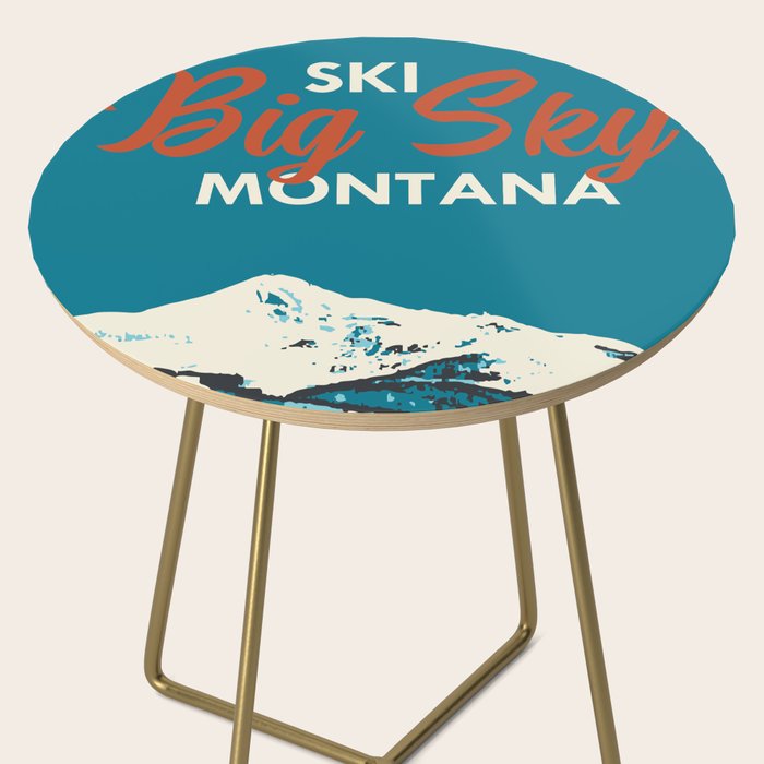 Ski Big Sky Montana Vintage Poster Side Table Gallery Image 2