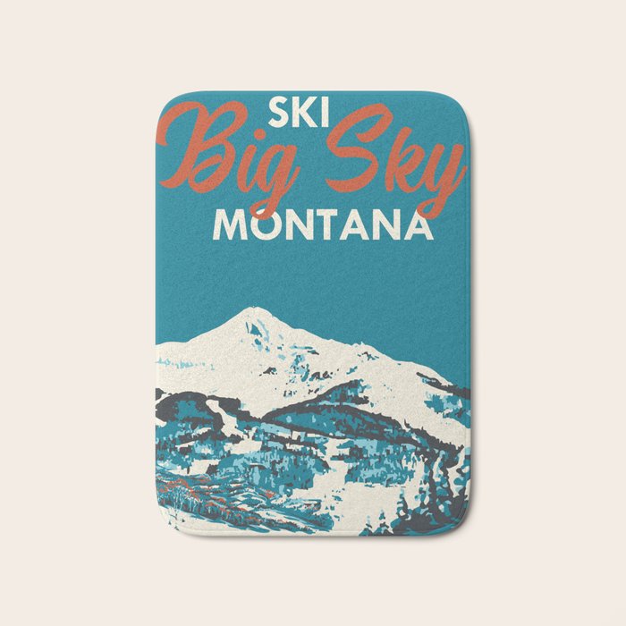 Ski Big Sky Montana Vintage Poster Bath Mat Gallery Image 1