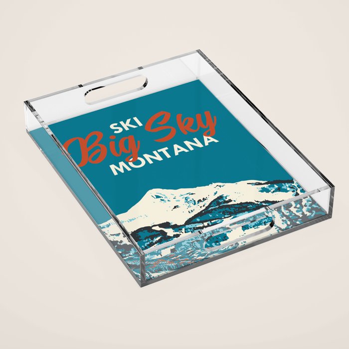 Ski Big Sky Montana Vintage Poster Acrylic Tray Gallery Image 1