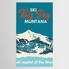 Ski Big Sky Montana Vintage Poster Tablecloth Gallery Image 2