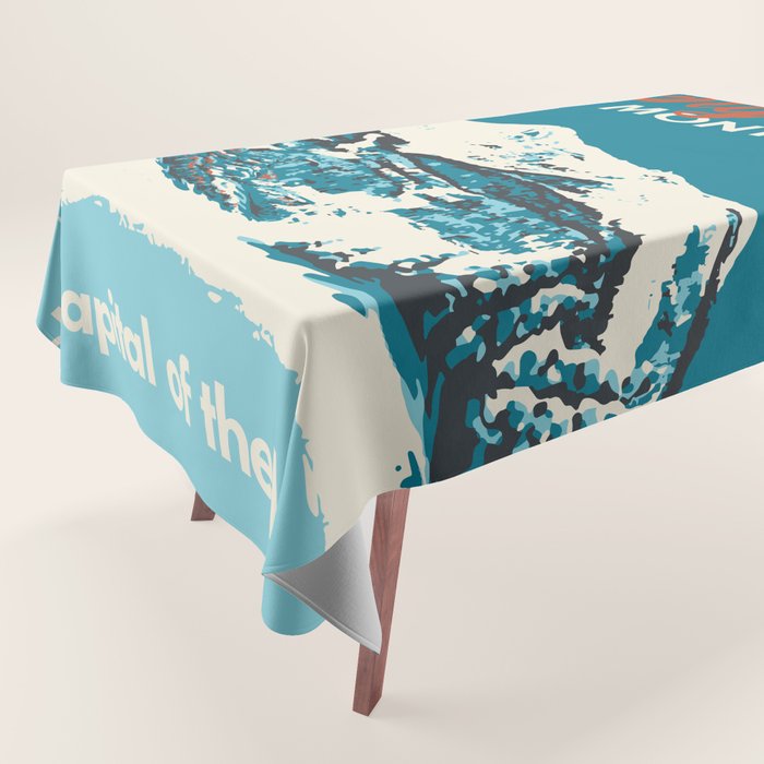 Ski Big Sky Montana Vintage Poster Tablecloth Gallery Image 1