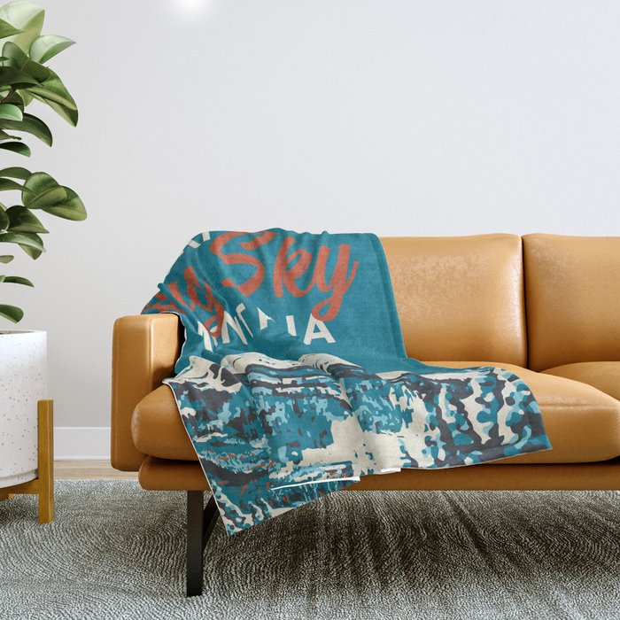 Ski Big Sky Montana Vintage Poster Throw Blanket Gallery Image 1