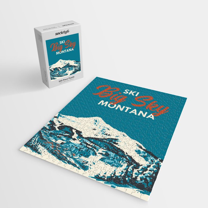 Ski Big Sky Montana Vintage Poster Jigsaw Puzzle Gallery Image 2