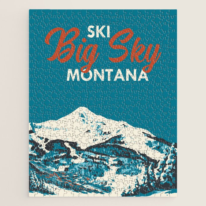 Ski Big Sky Montana Vintage Poster Jigsaw Puzzle Gallery Image 1