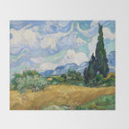 Wheat Field with Cypresses by Vincent van Gogh Throw Blanket Gallery Image 2