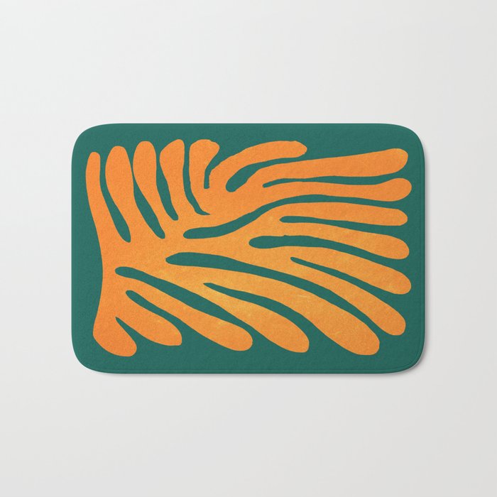 Pine Green & Tangerine: Matisse Paper Cutouts 01 Bath Mat Gallery Image 1