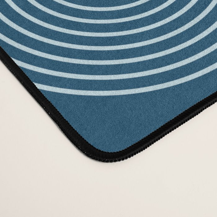 Mid Century Modern Geometric 101 in night Blue (Rainbow Abstract) Desk Mat Gallery Image 4