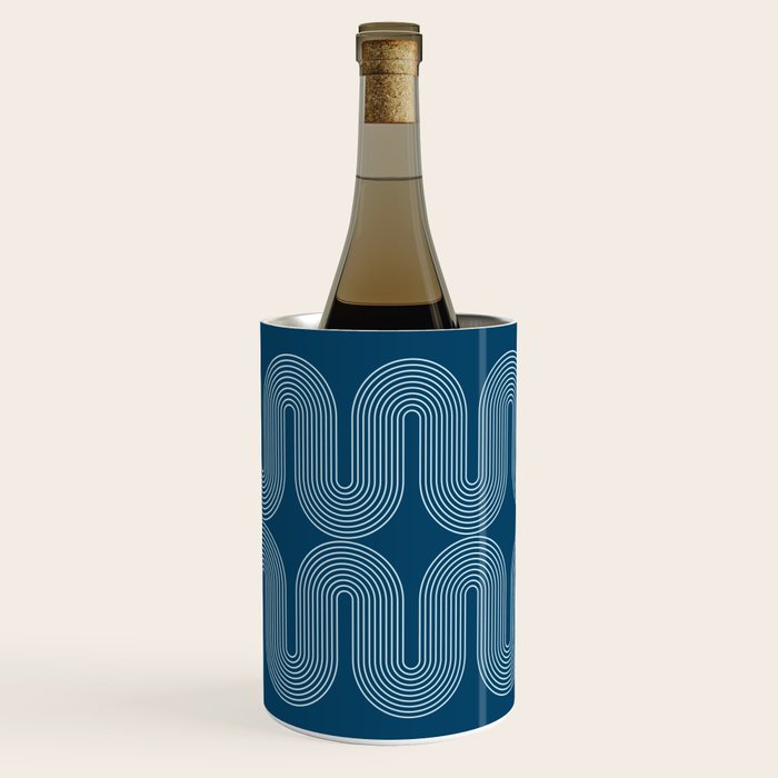 Mid Century Modern Geometric 101 in night Blue (Rainbow Abstract) Wine Chiller Gallery Image 2