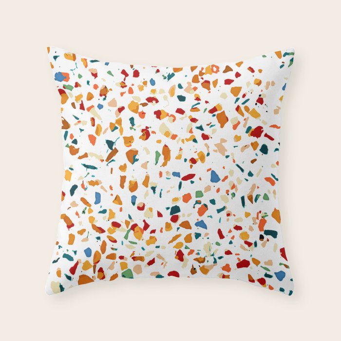 Tan Terrazzo | Eclectic Quirky Confetti Painting | Celebration Colorful Boho Happy Party Graphic  Throw Pillow Gallery Image 6