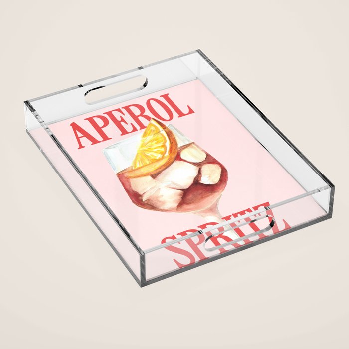 Aperol Spritz: Retro Classic Cocktail 01 Acrylic Tray Gallery Image 1