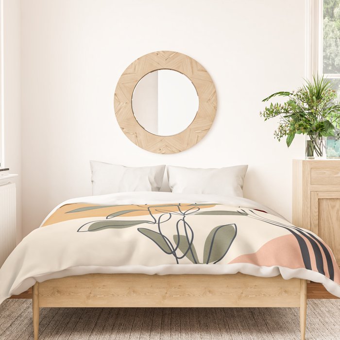 Minimal Line Young Leaves Duvet Cover Gallery Image 3