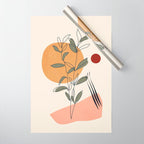 Minimal Line Young Leaves Wrapping Paper Gallery Image 1