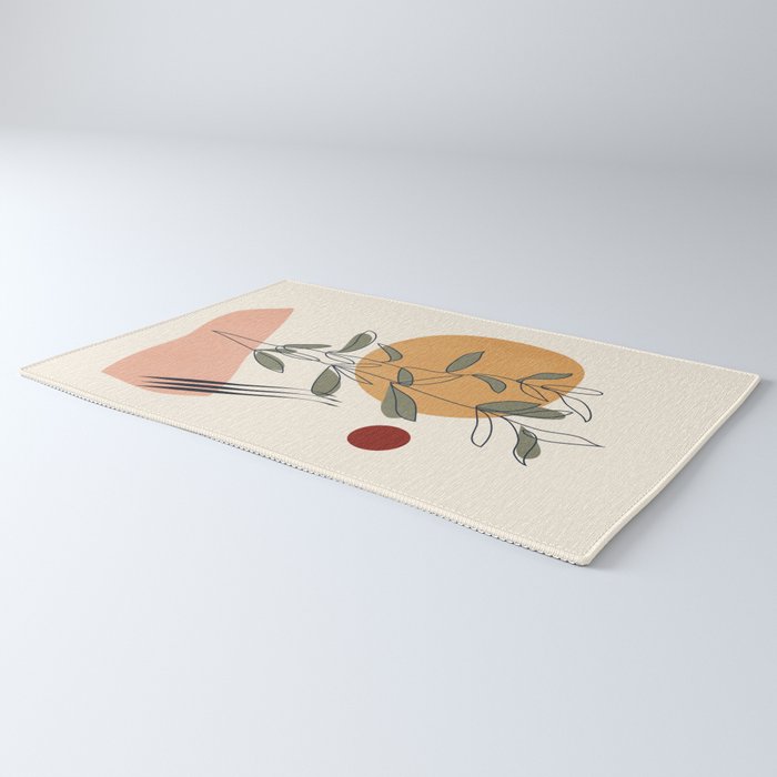 Minimal Line Young Leaves Rug Gallery Image 3
