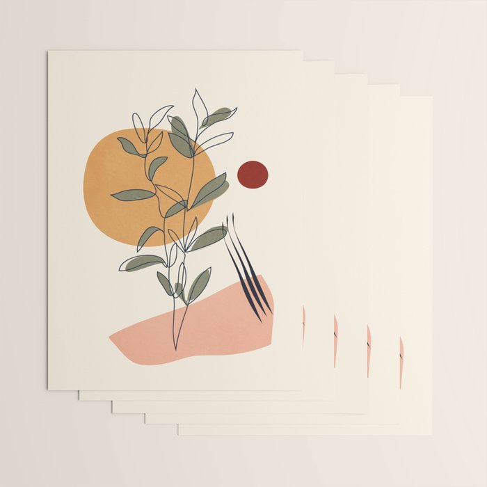 Minimal Line Young Leaves Wrapping Paper Gallery Image 3