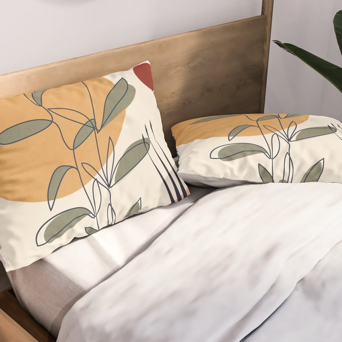 Minimal Line Young Leaves Pillow Sham Gallery Image 2