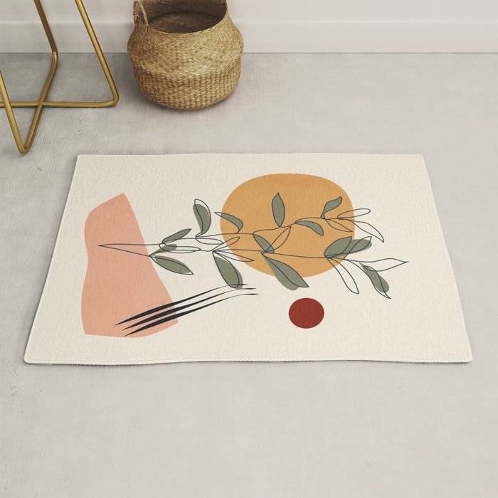 Minimal Line Young Leaves Rug Gallery Image 1