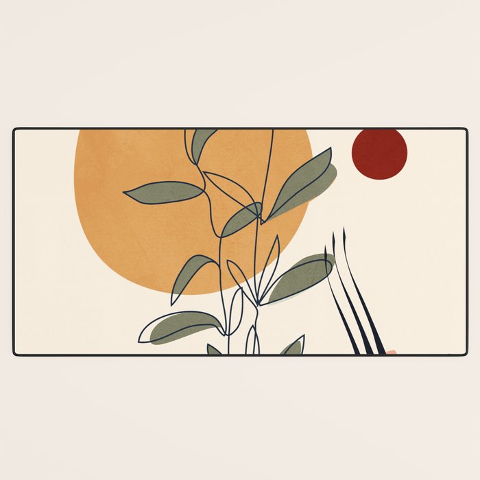 Minimal Line Young Leaves Desk Mat Gallery Image 3