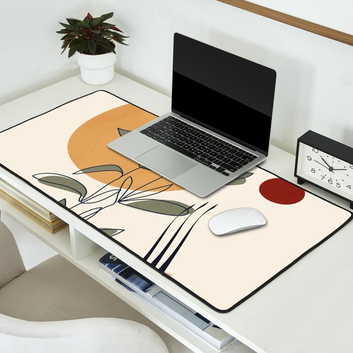 Minimal Line Young Leaves Desk Mat Gallery Image 2