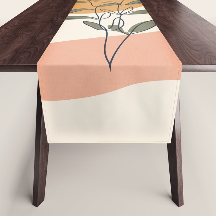 Minimal Line Young Leaves Table Runner Gallery Image 1
