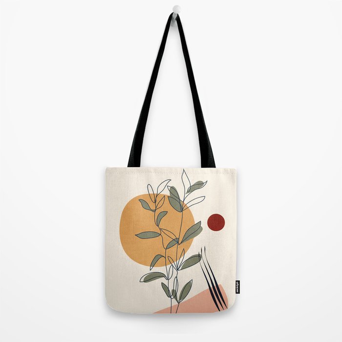 Minimal Line Young Leaves Tote Bag Gallery Image 2