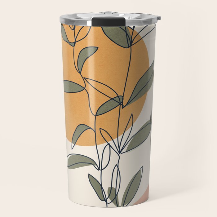 Minimal Line Young Leaves Travel Mug Gallery Image 1