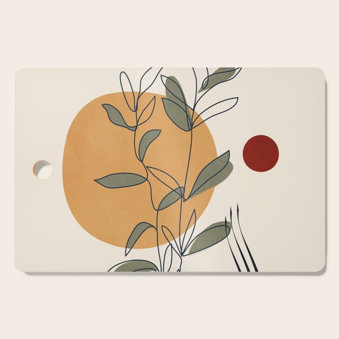 Minimal Line Young Leaves Cutting Board Gallery Image 1