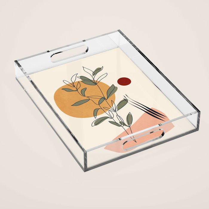 Minimal Line Young Leaves Acrylic Tray Gallery Image 1