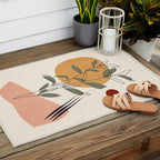 Minimal Line Young Leaves Outdoor Rug Gallery Image 2