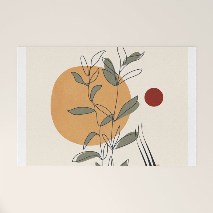 Minimal Line Young Leaves Welcome Mat Gallery Image 1