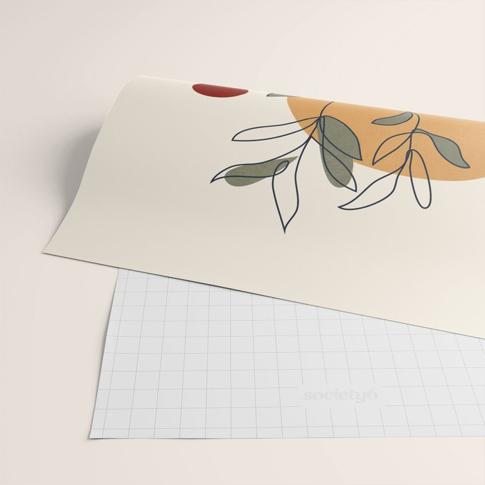 Minimal Line Young Leaves Wrapping Paper Gallery Image 2