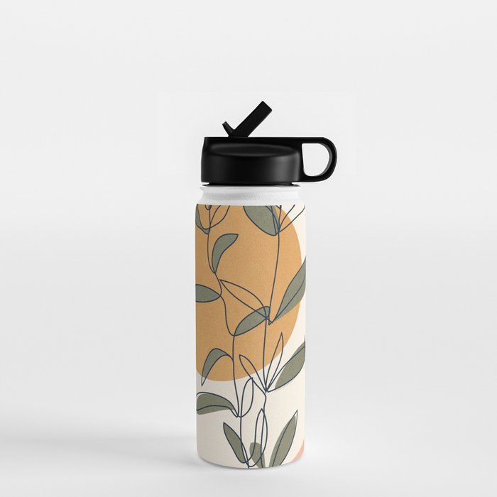 Minimal Line Young Leaves Water Bottle Gallery Image 1