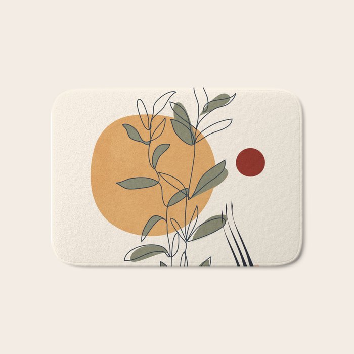 Minimal Line Young Leaves Bath Mat Gallery Image 1